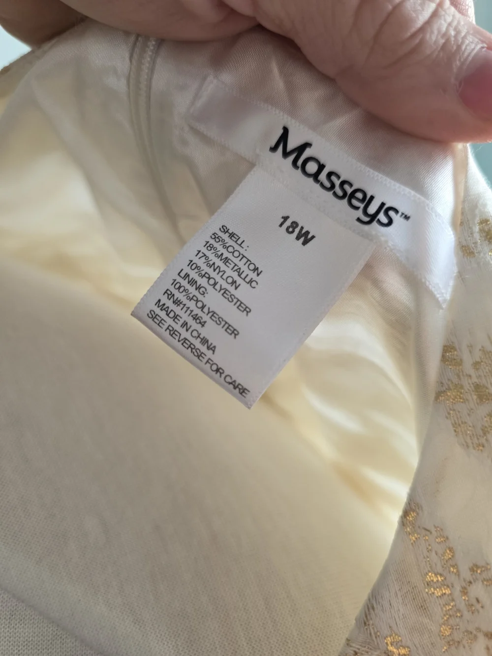 MASSEYS Sleeveless Metallic Brocade Shift Dress And Jacket in Cream and Gold - Picture 5 of 11
